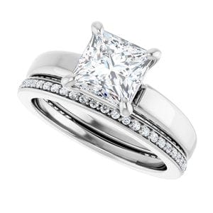 Rings 14K White 6.5 mm Square Engagement Ring Mounting