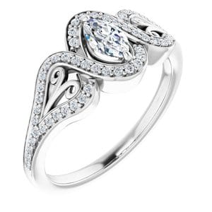 Rings 14K White  6x3.5 mm Marquise Engagement Ring Mounting