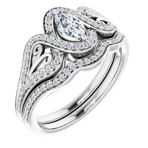 Rings 14K White  6x3.5 mm Marquise Engagement Ring Mounting