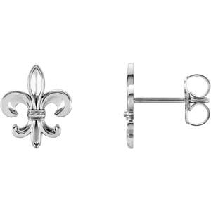 Earrings 14K White Fleur-de-lis Earrings