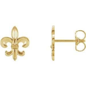 Earrings 14K Yellow Fleur-de-lis Earrings