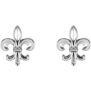 Earrings 14K White Fleur-de-lis Earrings