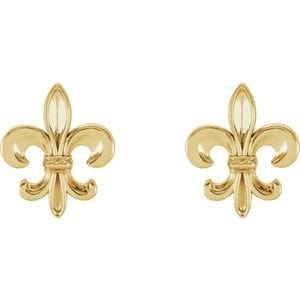 Earrings 14K Yellow Fleur-de-lis Earrings