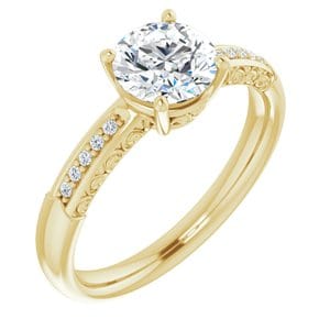 Rings 14K Yellow  6.5 mm Round Engagement Ring Mounting