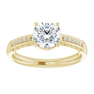 Rings 10K Yellow  6.5 mm Round Engagement Ring Mounting
