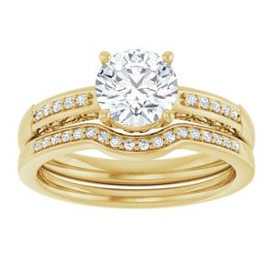 Rings 10K Yellow  6.5 mm Round Engagement Ring Mounting