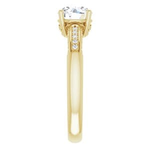 Rings 10K Yellow  6.5 mm Round Engagement Ring Mounting