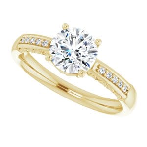Rings 10K Yellow  6.5 mm Round Engagement Ring Mounting