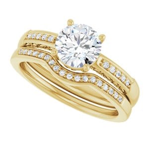 Rings 10K Yellow  6.5 mm Round Engagement Ring Mounting