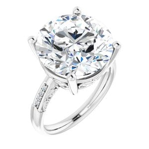 Rings Sterling Silver  14 mm Round Engagement Ring Mounting