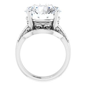 Rings Sterling Silver  14 mm Round Engagement Ring Mounting