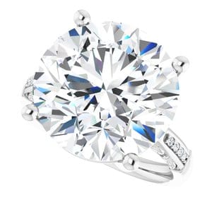 Rings Sterling Silver  14 mm Round Engagement Ring Mounting