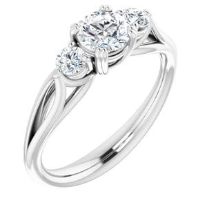 Rings 14K White 5.2mm Round Engagement Ring Mounting