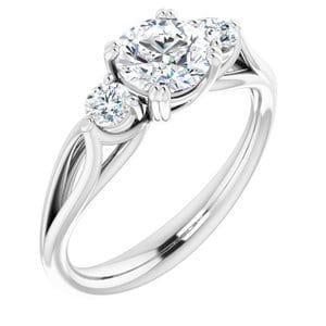Rings 14K White 6mm Round Engagement Ring Mounting
