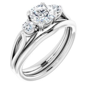 Rings 14K White 6mm Round Engagement Ring Mounting