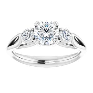 Rings 14K White 6mm Round Engagement Ring Mounting