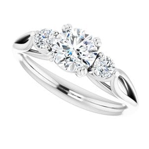 Rings 14K White 6mm Round Engagement Ring Mounting