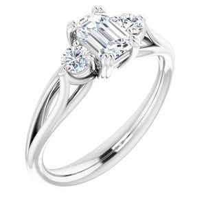 Rings 14K White 6x4mm Emerald Engagement Ring Mounting