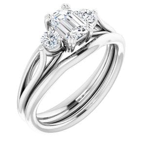 Rings 14K White 6x4mm Emerald Engagement Ring Mounting