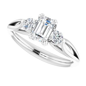 Rings 14K White 6x4mm Emerald Engagement Ring Mounting