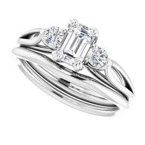 Rings 14K White 6x4mm Emerald Engagement Ring Mounting