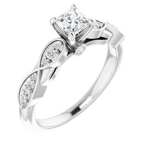 Rings 14K White 4x4 mm Square Infinity-Inspired Engagement Ring Mounting