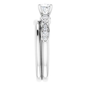 Rings 14K White 4x4 mm Square Infinity-Inspired Engagement Ring Mounting