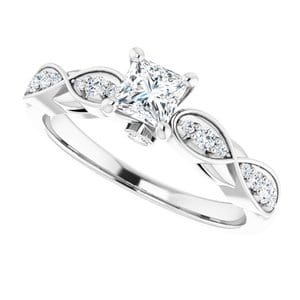 Rings 14K White 4x4 mm Square Infinity-Inspired Engagement Ring Mounting