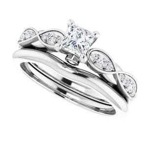 Rings 14K White 4x4 mm Square Infinity-Inspired Engagement Ring Mounting