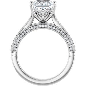 Rings 14K White  7.5 mm Square Engagement Ring Mounting