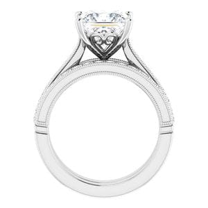 Rings 14K White  7.5 mm Square Engagement Ring Mounting
