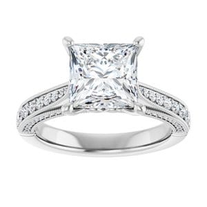 Rings 14K White  7.5 mm Square Engagement Ring Mounting