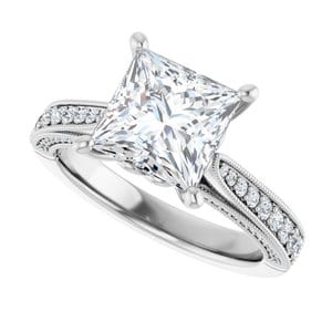Rings 14K White  7.5 mm Square Engagement Ring Mounting