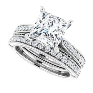 Rings 14K White  7.5 mm Square Engagement Ring Mounting
