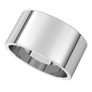 Rings 10K White 10 mm Flat Band Size 12