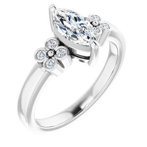 Rings 10K White  9x4.5 mm Marquise Ring Mounting
