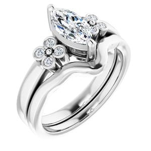 Rings 10K White  9x4.5 mm Marquise Ring Mounting