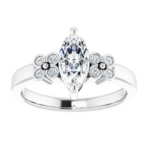 Rings 10K White  9x4.5 mm Marquise Ring Mounting