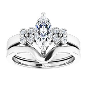 Rings 10K White  9x4.5 mm Marquise Ring Mounting