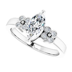 Rings 10K White  9x4.5 mm Marquise Ring Mounting