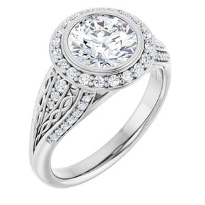 Rings 14K White  7.4 mm Round Engagement Ring Mounting