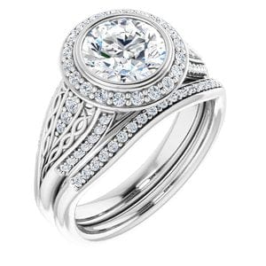 Rings 14K White  7.4 mm Round Engagement Ring Mounting