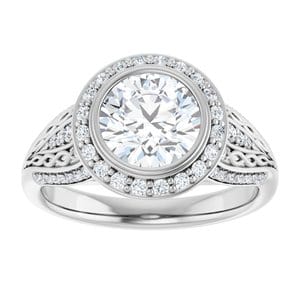 Rings 14K White  7.4 mm Round Engagement Ring Mounting