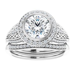 Rings 14K White  7.4 mm Round Engagement Ring Mounting