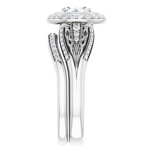 Rings 14K White  7.4 mm Round Engagement Ring Mounting
