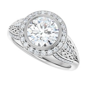 Rings 14K White  7.4 mm Round Engagement Ring Mounting