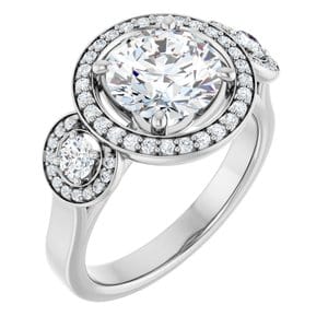 Rings 14K White  8 mm Round Engagement Ring Mounting