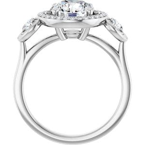 Rings 14K White  8 mm Round Engagement Ring Mounting
