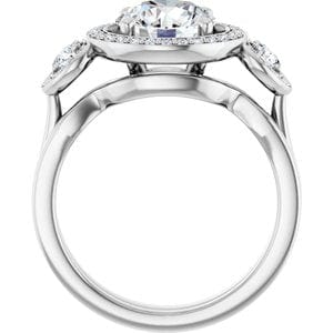 Rings 14K White  8 mm Round Engagement Ring Mounting