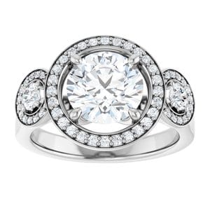 Rings 14K White  8 mm Round Engagement Ring Mounting
